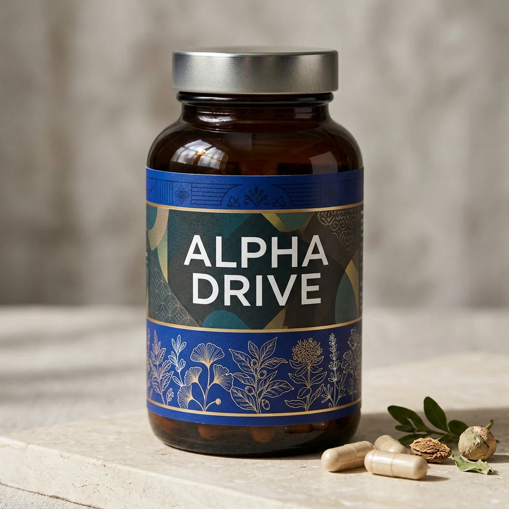 Alpha Drive kosttillskott burk 60 kapslar vit förpackning